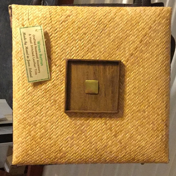 Ratan Handle Bag with Brown Leather Trim. NWT - Picture 1 of 9